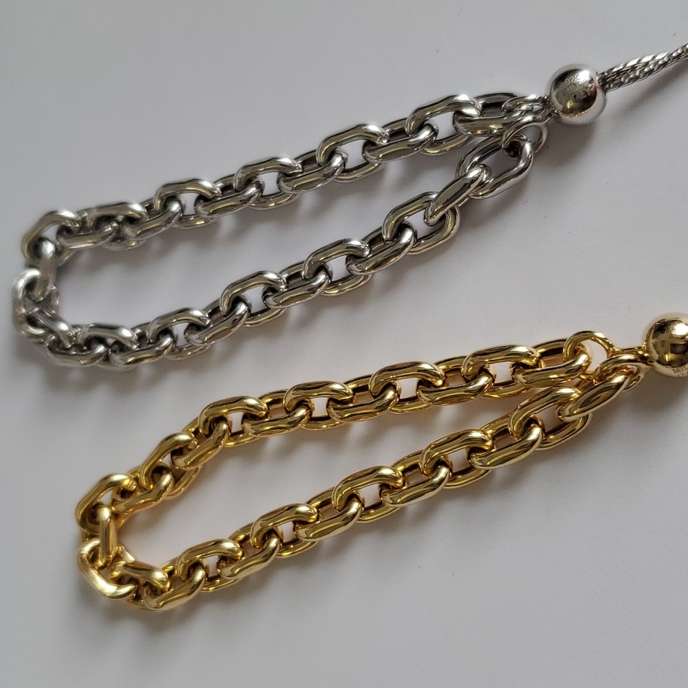 Sterling Silver 925 Paperclip Link Bolo Bracelet